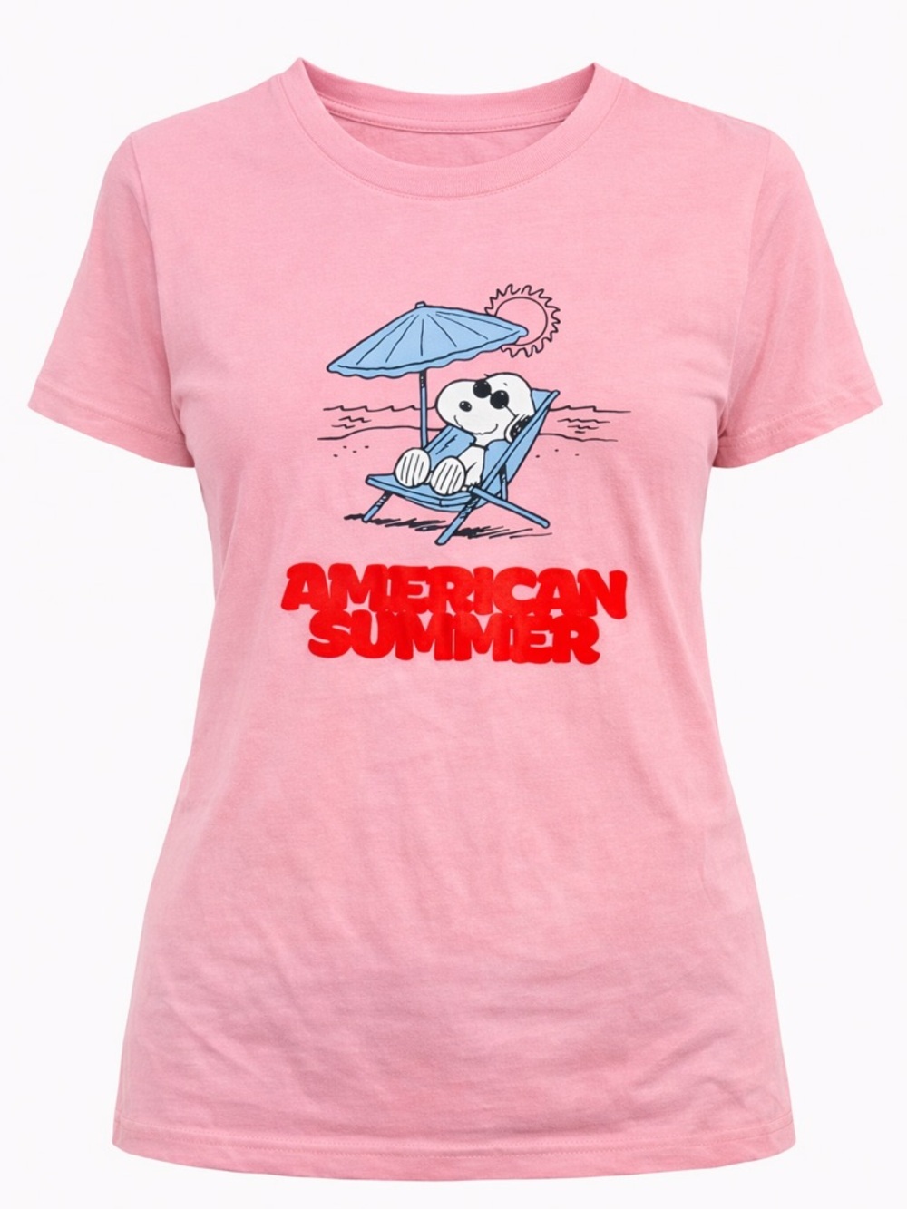 NWT Peanuts Snoopy American Summer T-Shirt Women’s Pink Graphic Tee Small